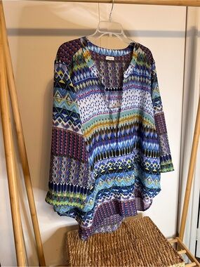 Antilia Femme Multicolor Geometric V-Neck Tunic 3x